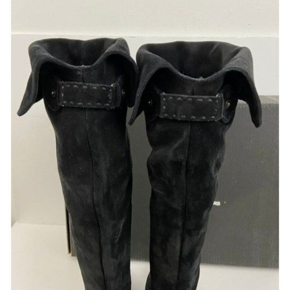 Frye Shirley OTK Black Oiled Suede Leather Boots Size 7 - Picture 3 of 8